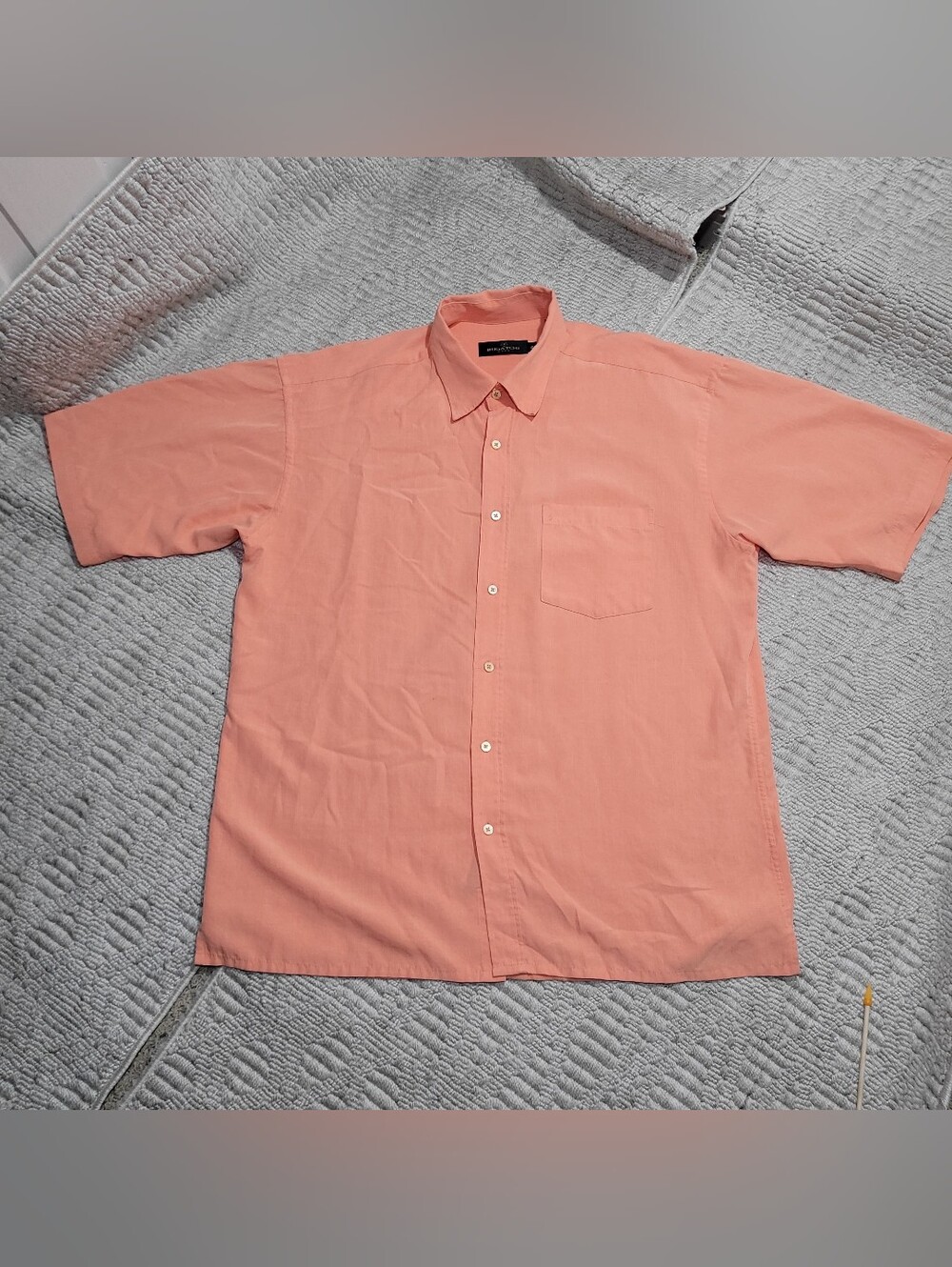 Bugatchi Orange Short-Sleeve Camp Collar Button-Down Shirt
